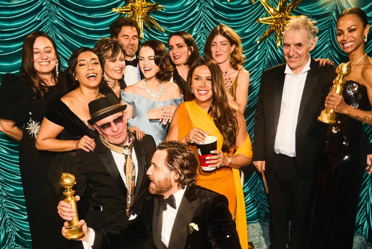 Le cast d'Emilia Pérez lors des Golden Globes 2025