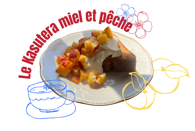 Kasutera au miel et pêches : un dessert japonais léger qui sent bon l’été